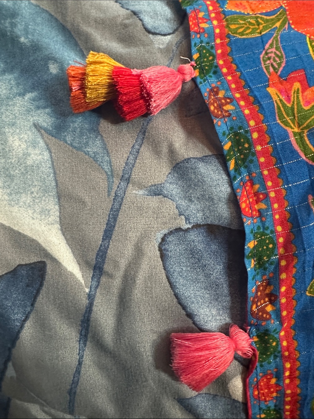 EUC FARM Rio Blue Tropical Floral Fruit Scarf Wrap OS    *minor callout* - Picture 16 of 16